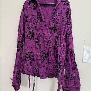 Floral Wrap Top in Purple